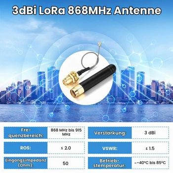 Anténa ESP32 LoRa 868-915MHz 3dBi, U.FL kábel IPEX na SMA 10cm (3ks)