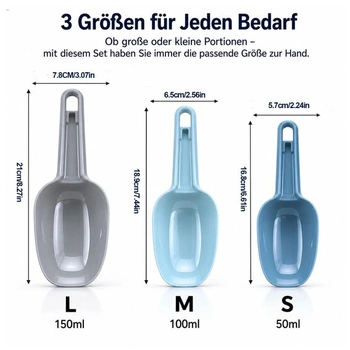 3dílná plastová naběračka na led, naběračka na mouku do domácnosti, víceúčelová naběračka, ruční