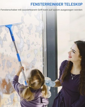 Čistič oken s teleskopickou rukojetí 150 cm, sada profesionálních stěrek na okna