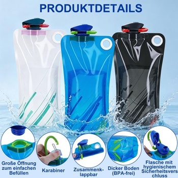 1000ML 6dílná skládací láhev na pití Skládací láhev na vodu