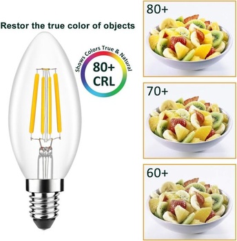 E14 LED žiarovka teplá biela, nahrádza 40W žiarovky, tvar sviečky, číra, 2,2W 2700K (4)