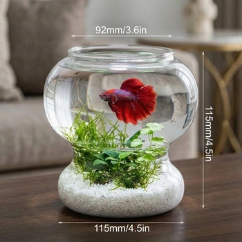Mini akvárium, dekorativní plastové malé akvárium 700ml miska na zlaté rybky, nerozbitné mini