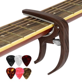 Aomig Capo Gitarová ladička Gitarové príslušenstvo Gitarový kapo so 6 trsátkami Univerzálna klipová