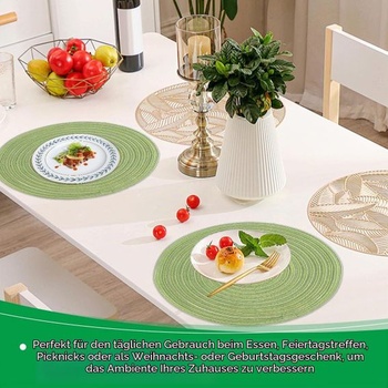 6 kusov 30cm izolačných prestieraní, okrúhlych, opletených, prateľných