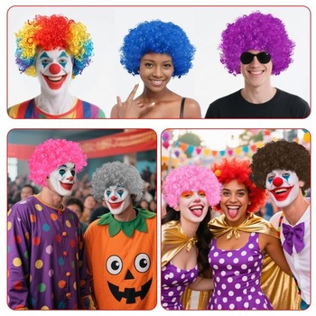 Afro parochňa pre mužov, kučeravé vlasy, disko parochňa, klaunská parochňa, broskyňovo ružová