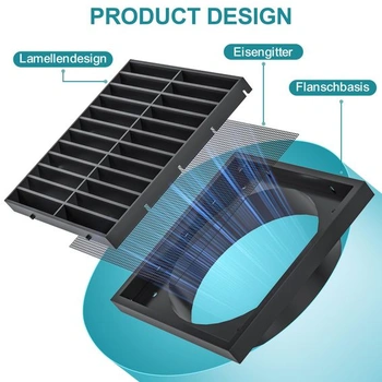 HG Power Obdélníková větrací mřížka 100 mm lamela ABS s přírubou pro HVAC 100 mm černá