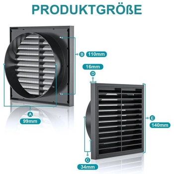 HG Power Obdélníková větrací mřížka 100 mm lamela ABS s přírubou pro HVAC 100 mm černá