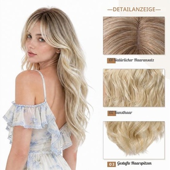Pwsap Dlhé kučeravé blond parochne pre ženy Vlnité syntetické parochne Ombré blond