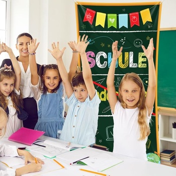 DPKOW Dekorace na zpátky do školy pro dívky a chlapce, banner na zpátky do školy, dekorace na
