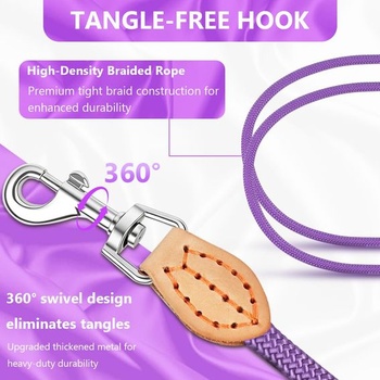 Vodítko pre psov OSDUE 3 m x 0,8 cm fialové pre malé a stredné psy