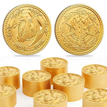 Zlaté mince Byhoo 50 ks, kovové mince Dragon Yue pre D&D s koženým puzdrom, robustné obojstranné