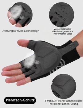 INBIKE Letné cyklistické rukavice, polprstové, priedušné, elastické, cestná cyklistika, 3mm SDR,