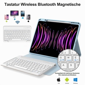 Puzdro s klávesnicou pre iPad Pro 12,9 palca 6./5./4./3. generácia, modro-modrá klávesnica