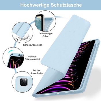 Puzdro s klávesnicou pre iPad Pro 12,9 palca 6./5./4./3. generácia, modro-modrá klávesnica