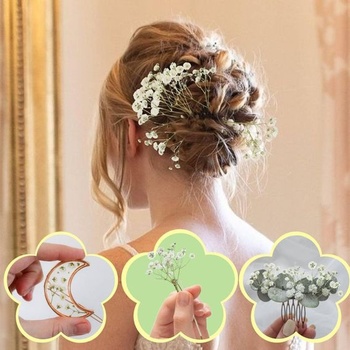 Gypsophila 130 kusov sušených kvetov, baby's breath, biele, mini kvety, prírodné s pinzetou, vďaka
