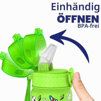 Detská termoska GOPPUS 420ml/14oz so slamkou, dvojstenná nerezová detská fľaša, vákuovo izolovaná,