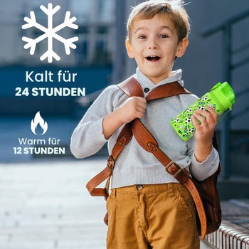 Detská termoska GOPPUS 420ml/14oz so slamkou, dvojstenná nerezová detská fľaša, vákuovo izolovaná,