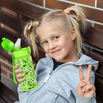 Detská termoska GOPPUS 420ml/14oz so slamkou, dvojstenná nerezová detská fľaša, vákuovo izolovaná,