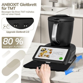 Posuvná doska TM7 pre Thermomix, doska pre Thermomix s 360 ° kolieskami, zarážkami a gumovými