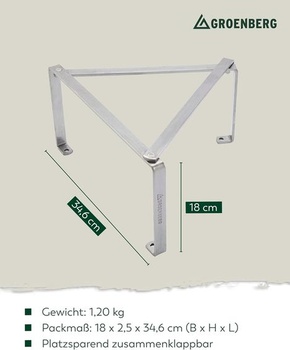 Groenberg Outdoor Cooking Rack Tjener Foot Cooking Fire Skladacia kempingová panvica z ocele,