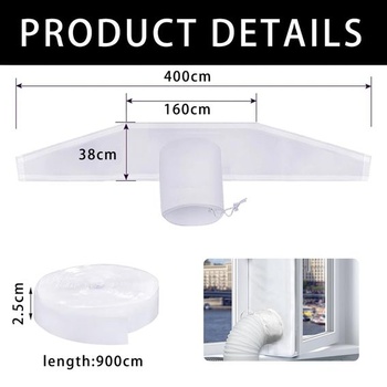 Tesnenie okna pre prenosnú klimatizáciu 400 cm so suchým zipsom, tesnenie okna pre výfukovú hadicu