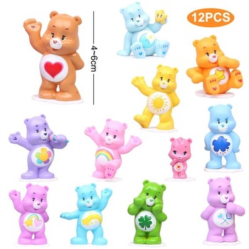 Dekorácia na tortu s kreslenými medveďmi 12 ks, sada minifigúrok dúhových medveďov, ozdoba na tortu,