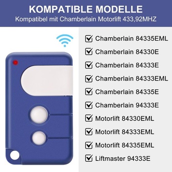 Náhrada diaľkového ovládača pre otvárač garážových brán Chamberlain MotorLift 84335EML, 84333E,