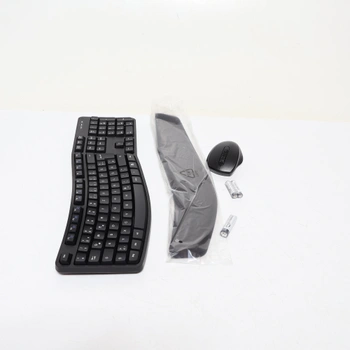 Sada klávesnice a myši Amazon Basics, ergonomická, bezdrátová, německé rozložení - černá