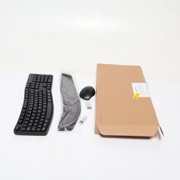Sada klávesnice a myši Amazon Basics, ergonomická, bezdrátová, německé rozložení - černá