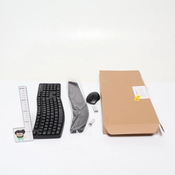 Sada klávesnice a myši Amazon Basics, ergonomická, bezdrátová, německé rozložení - černá