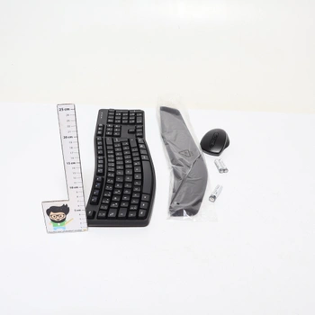 Sada klávesnice a myši Amazon Basics, ergonomická, bezdrátová, německé rozložení - černá