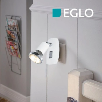 EGLO LED mini bodové svetlo s objímkou, objímka s vypínačom, biela, 10 cm, nová verzia