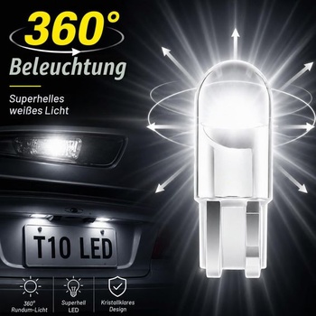 Balenie 20 žiaroviek do interiéru, W5W LED, 12V 501 biele svetlo, 8500K super ultra biele, vhodné pre
