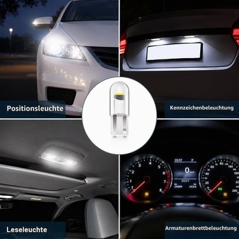 Balenie 20 žiaroviek do interiéru, W5W LED, 12V 501 biele svetlo, 8500K super ultra biele, vhodné pre