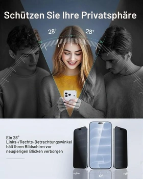 Sada 3 tvrzených skleněných ochranných fólií ESR pro iPhone 18 Pro, sada 3 ks Classic Privacy pro