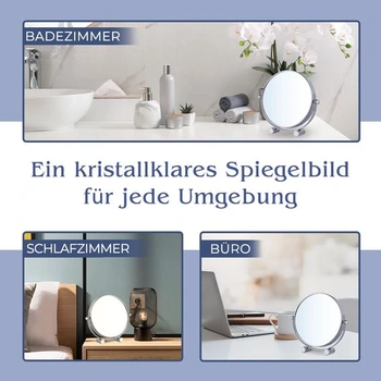 Kosmetické zrcátko Mirrorvana s 15násobným zvětšením, oboustranné 15X/1X, 17 x 15 cm (chrom)
