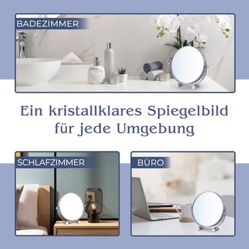 Kozmetické zrkadlo Mirrorvana s 15násobným zväčšením, obojstranné 15X/1X, 17 x 15 cm (chróm)
