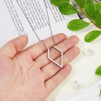 Držiak na prsteň náhrdelník platinový geometrický prívesok náhrdelník vintage kosoštvorec prívesok z