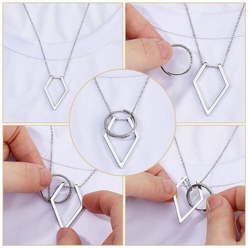Držiak na prsteň náhrdelník platinový geometrický prívesok náhrdelník vintage kosoštvorec prívesok z