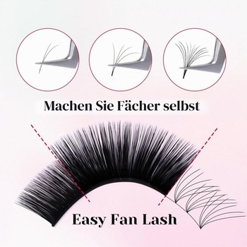 Samonavíjacie objemové riasy Easy Fan Lashes predĺženie rias C curl 0,05 mm 10 mm 12 radov Ľahko