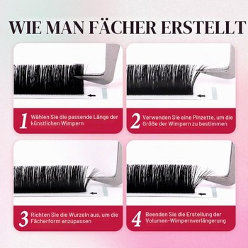 Samonavíjecí objemové řasy Easy Fan Lashes prodloužení řas C curl 0,05 mm 10 mm 12 řad Lehce