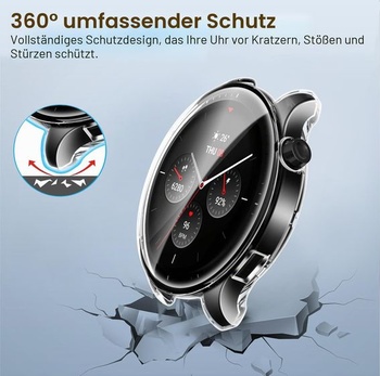 Ivoler 3dílné pouzdro s ochranou obrazovky pro Amazfit GTR 4, plné krytí, nárazuvzdorné a odolné