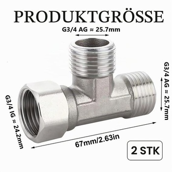 2 kusy otočného tvarovky T-kusu 3/4