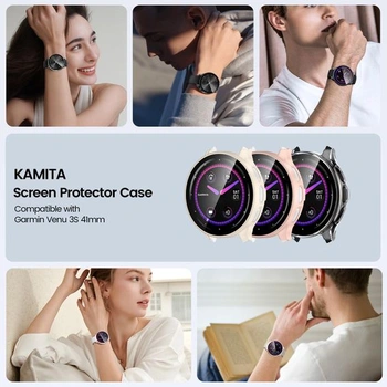 Ochranné pouzdro Kamita 3 kusy kompatibilní s Garmin Venu 3S 41mm, čiré + růžové + bílé, Venu 3S