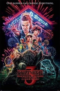 Sada 3 plakátů k seriálu Stranger Things zblízka, 1., 2. a 3. série (61 cm x 91,5 cm)