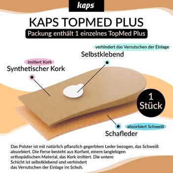 Klin na pätu, zdvíhacia päta, 1 kus, 30 mm, veľkosť L - Kaps Topmed Plus L (30 mm) béžová