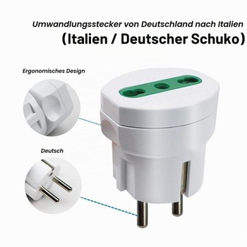 Sada 4 cestovních adaptérů EXTRASTAR pro Itálii, adaptér ze zásuvky Schuko (německá) do italské
