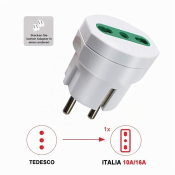 Sada 4 cestovních adaptérů EXTRASTAR pro Itálii, adaptér ze zásuvky Schuko (německá) do italské