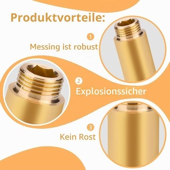 2 mosadzné predlžovacia armatúra na kohútik 1/2 palca x 80 mm, závitové predĺženie DN15, 1/2