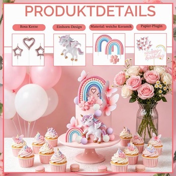 Ozdoby na tortu s jednorožcom, 34 kusov